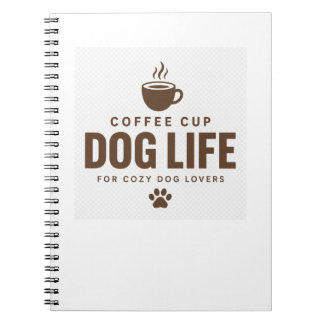 Espiral Caderno da Vida de Cachorro com Xícara de Café par