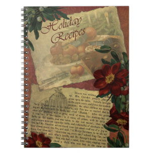 Espiral Caderno das receitas do feriado do vintage