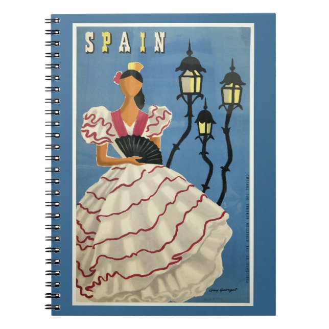 Espiral Caderno das viagens vintage da ESPANHA (Frente)