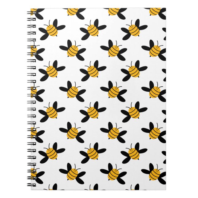 Espiral Caderno de Abelhas | Padrão Caprichoso de Abelhas  (Frente)