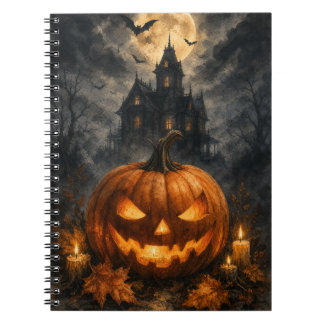 Espiral Caderno de Abóbora de Halloween da Casa Assombrada