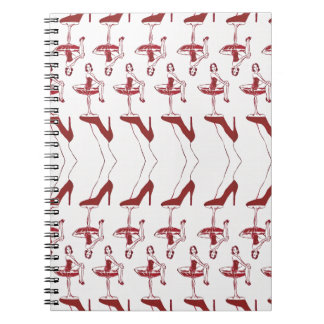 Espiral Caderno de aguarela de copo de cocktail pinup vint