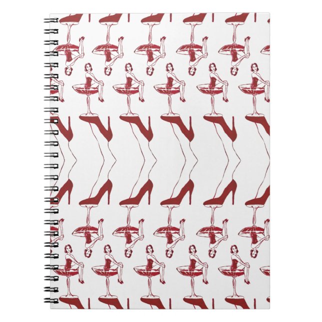 Espiral Caderno de aguarela de copo de cocktail pinup vint (Frente)