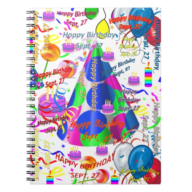 Espiral Caderno de Aniversário de 27 de Setembro Set, (Frente)