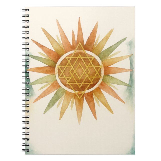 Espiral Caderno de aquarela Boho Sunburst – Personalizado  (Frente)