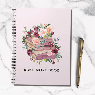Espiral Caderno de Aquarela e Citação de Flor de Rosa