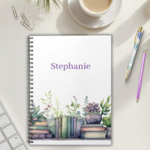 Caderno de Aquarela Livros e Plantas