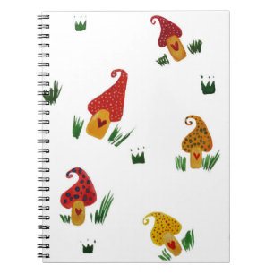 Espiral Caderno de Arte Aquarela Casas de Cogumelo