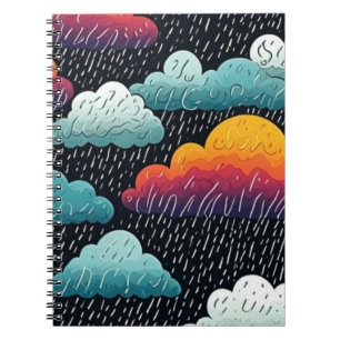 Espiral Caderno de Arte com Padrão de Nuvem de Chuva Color