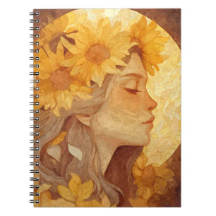 Espiral Caderno de Arte da Serena Mulher do Girassol Doura