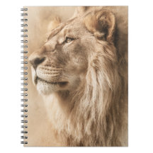 Caderno de Arte da Vida Selvagem do Leão Majestoso