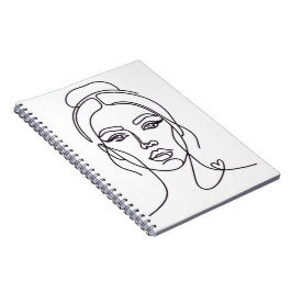 Espiral Caderno de Arte de Linha de Rosto de Mulher Abstra