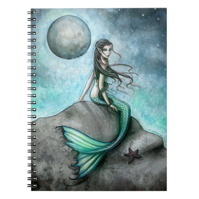 Espiral Caderno de Arte Fantasia da Sereia da Lua Escura (Frente)
