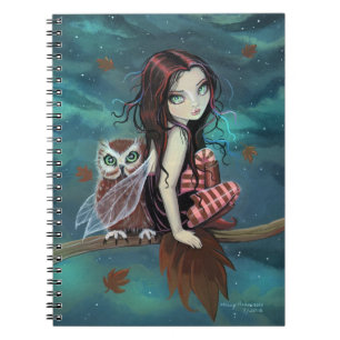 Espiral Caderno de Arte Fantasia de Coruja Fofa e Fada