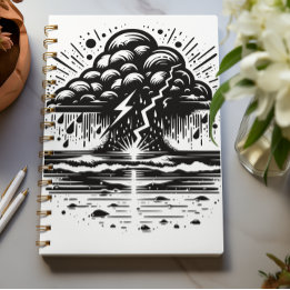 Espiral Caderno de Arte Nuvem de Tempestade e Relâmpago