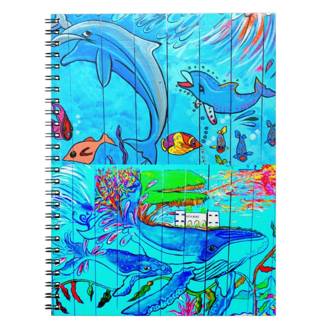 Espiral caderno de baleias e golfinhos (Frente)