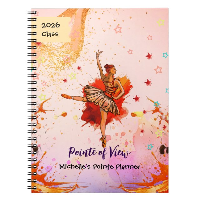 Espiral Caderno de Ballet Personalizado Pointe of View (Frente)