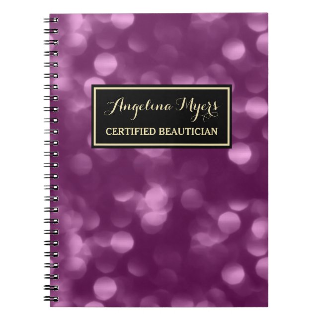 Espiral Caderno de Beleza com Bokeh Roxo (Frente)