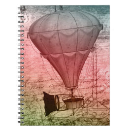 Espiral Caderno de capa dura com esboço de balão Steampunk