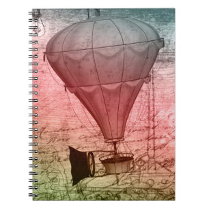 Espiral Caderno de capa dura com esboço de balão Steampunk