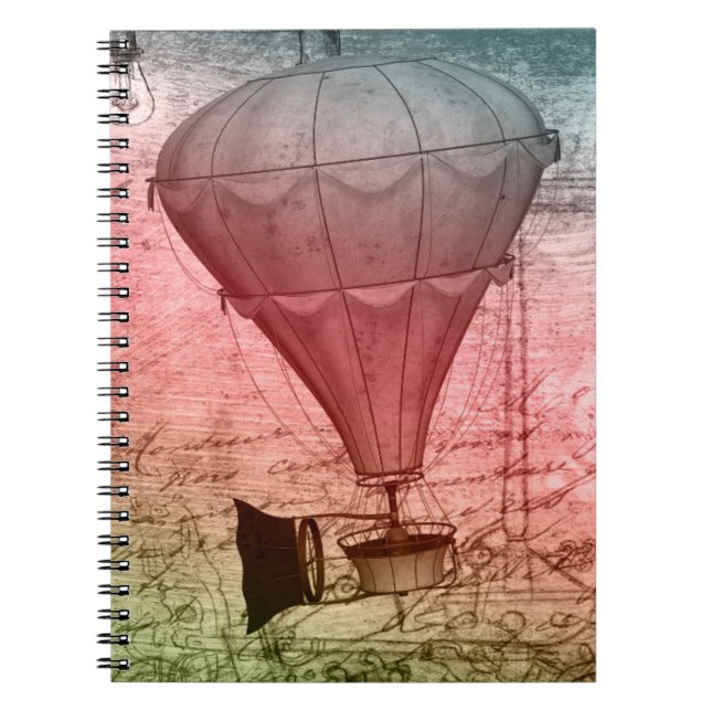 Espiral Caderno de capa dura com esboço de balão Steampunk (Frente)