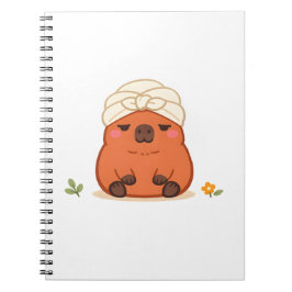 Espiral Caderno de Capivara Fofa com Toalha de Spa Turbant