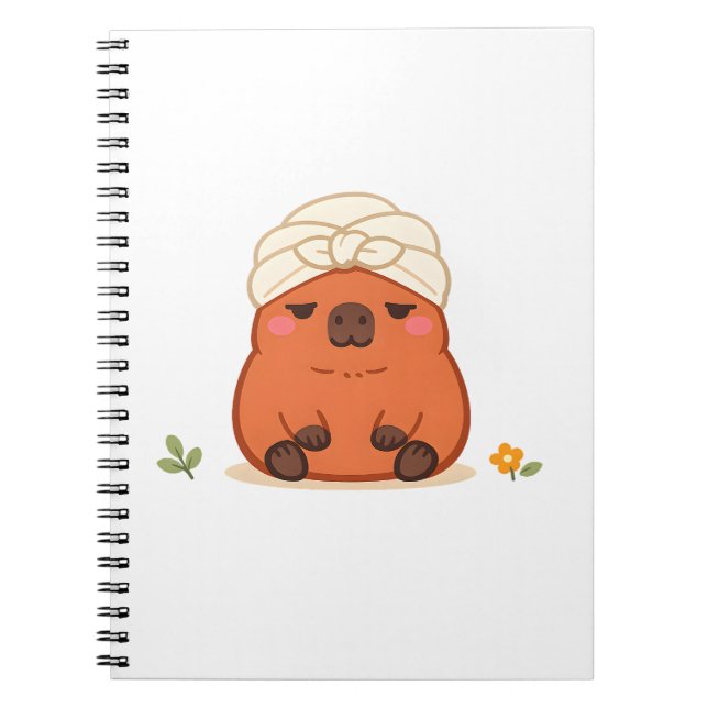 Espiral Caderno de Capivara Fofa com Toalha de Spa Turbant (Frente)