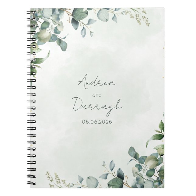 Espiral Caderno de Casamento Folhagens de Eucalipto 1001A (Frente)