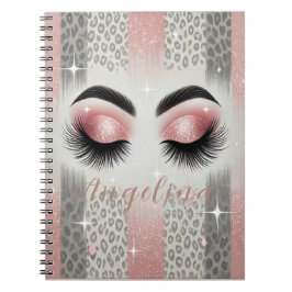 Espiral Caderno de Cílios Brilhantes Rosa