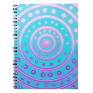 Espiral Caderno de Círculos Brilhantes Rosa e Roxo