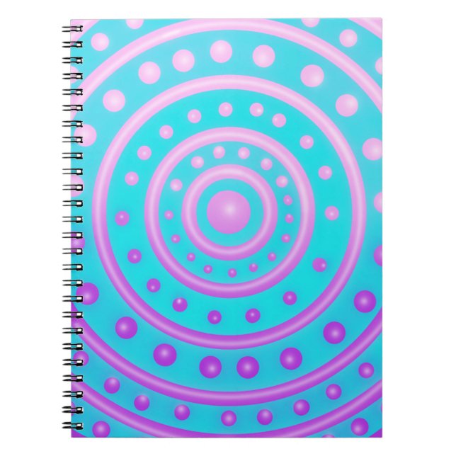 Espiral Caderno de Círculos Brilhantes Rosa e Roxo (Frente)