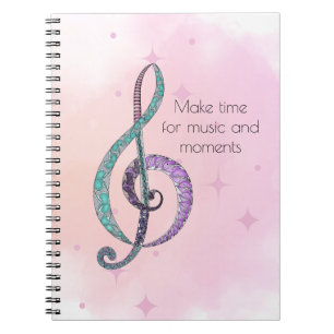 Espiral Caderno de clave de sol Melodia em Linha e Cor
