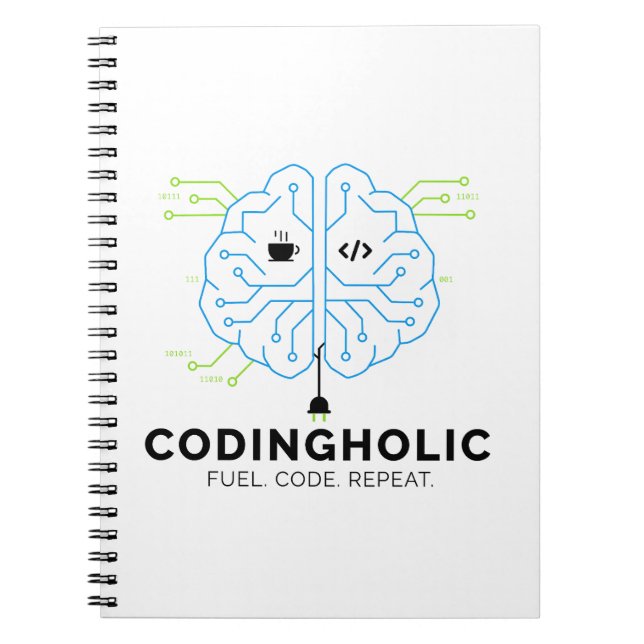 Espiral Caderno de Codificação Tech Brain para Programador (Frente)