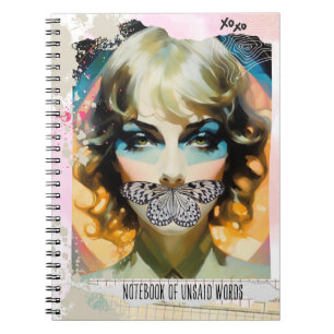 Espiral Caderno de Colagem Moderna de Retrato de Palavras