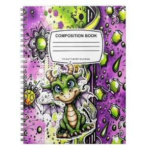 Espiral caderno de composição de dragão