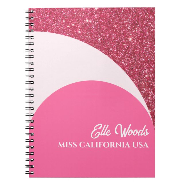 Espiral Caderno de Concurso Trabalho em Glitter Rosa Brilh (Frente)