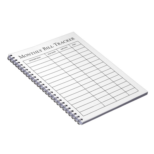 Espiral Caderno de Controle de Contas Mensais (Lado Direito)