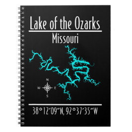 Espiral Caderno de Coordenadas do Lago Ozarks Missouri