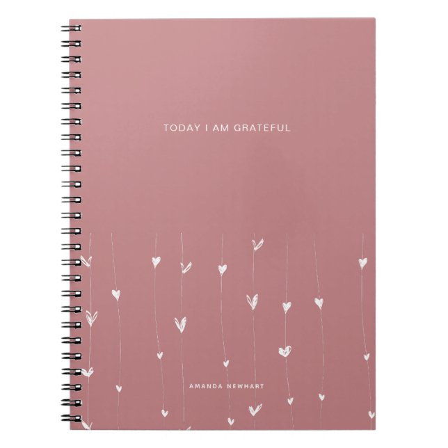 Espiral Caderno de Cotações de Corações Flutuantes Brancos (Frente)