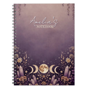 Espiral Caderno de Cristal de Fase Lunar Celestial Roxo