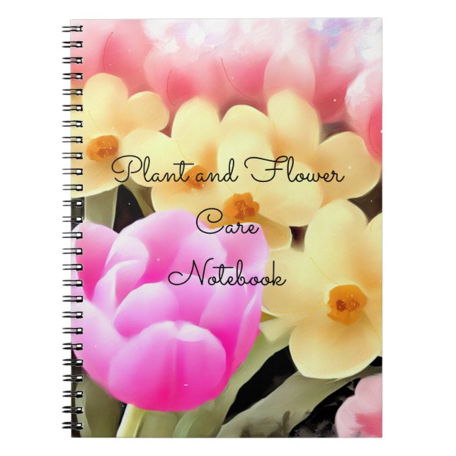 Espiral Caderno de Cuidados com Tulipas e Narcisos (Frente)