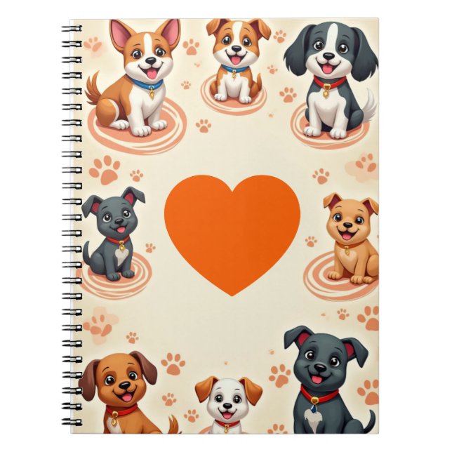 Espiral Caderno de desenho de cachorrinho de desenho anima (Frente)