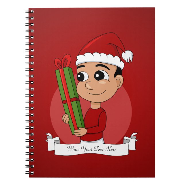 Espiral caderno de desenhos animados do menino de Natal (Frente)