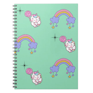 Espiral Caderno de design de unicórnio para crianças