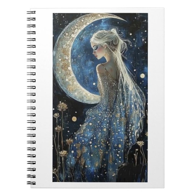 Espiral Caderno de design Lua e Senhora (Frente)