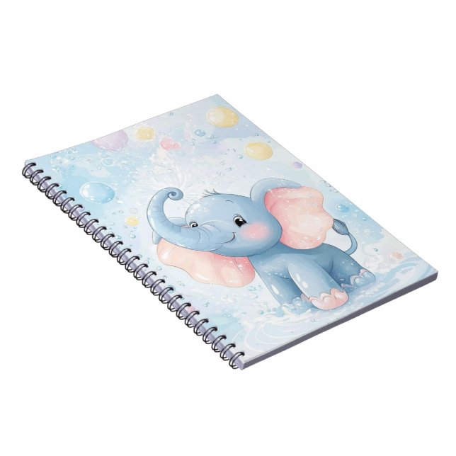 Espiral Caderno de Elefante Bebê Fofo (Lado Direito)