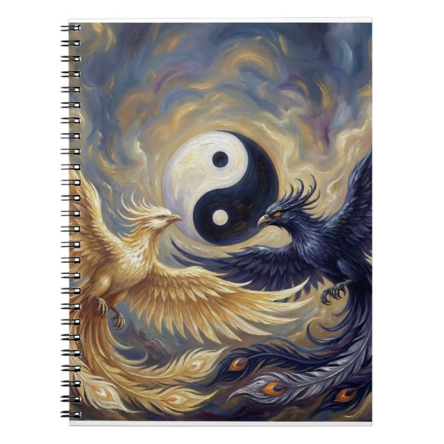 Espiral Caderno de Equilíbrio Phoenix Yin Yang (Frente)