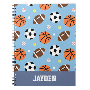 Espiral Caderno de Esportes com Padrão de Bolas