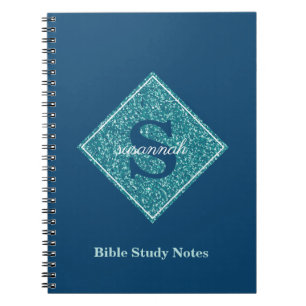 Espiral Caderno de Estudo Bíblico com Monograma e Brilho A