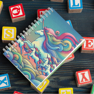 Espiral Caderno de Fantasia do Unicórnio Arco-íris Gigante